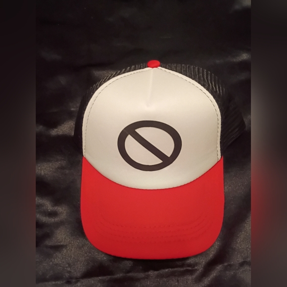 Red and White Trucker Hat with Symbol - Picture 1 of 2